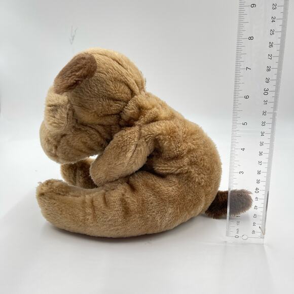 Vintage 12" Raffoler Brown Plush Dog Droopy Floppy Tan Wrinkles SharPei 1986 - Picture 5 of 12